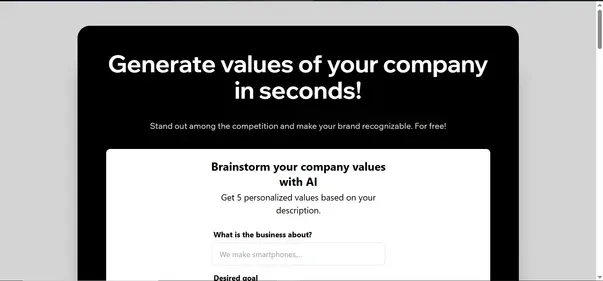 Company Values Generator preview