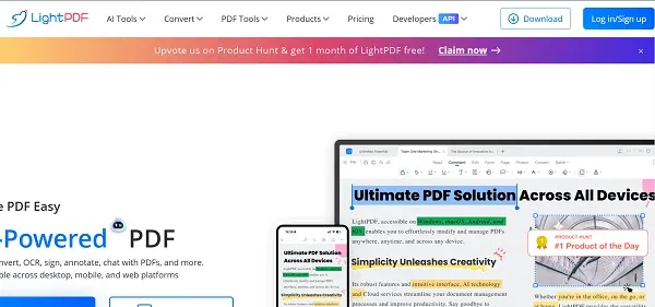 LightPDF AI preview