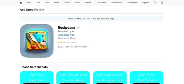 Recipease preview