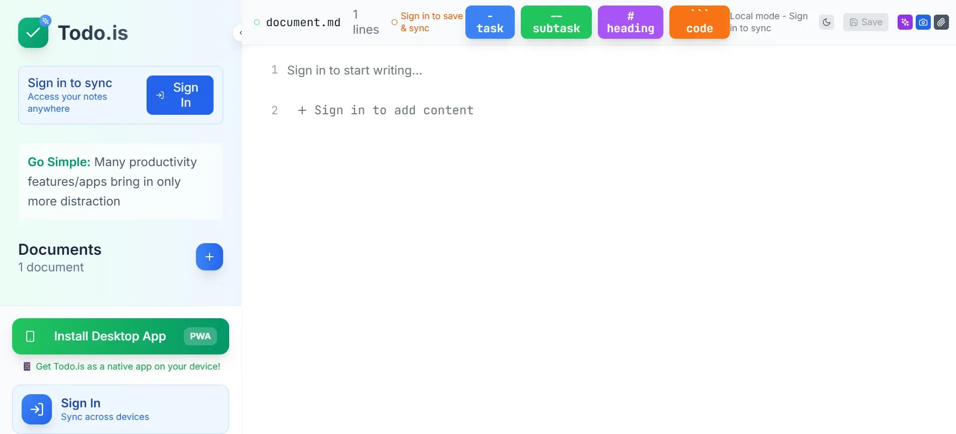 Todo.is preview