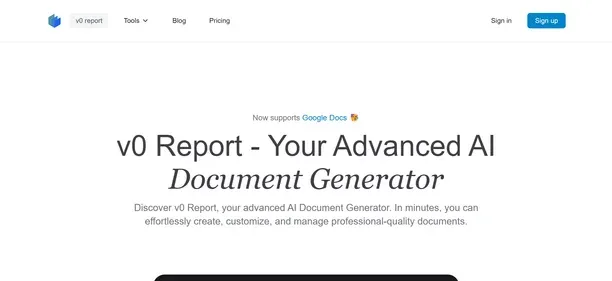 V0 Report preview